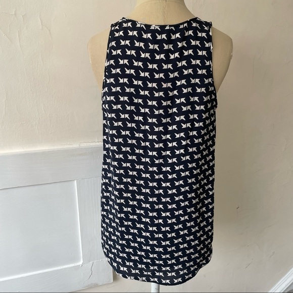 Theory Blue Silk Arrow Print Isaac Tank Top EUC Size Medium E0202545 - Picture 5 of 12